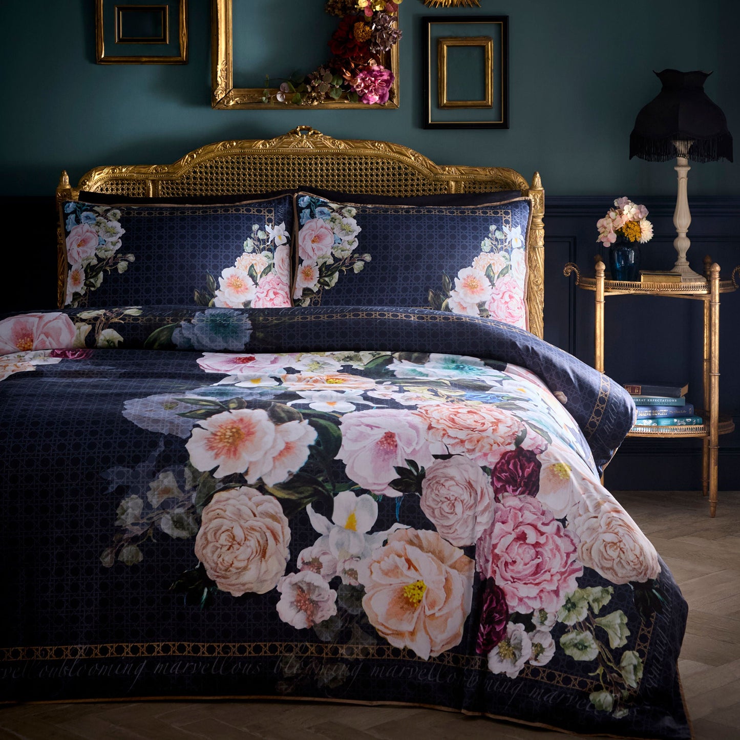 Bouquet List Duvet Cover Set in Navy - Duvet Cover Set - Laurence Llewelyn-Bowen