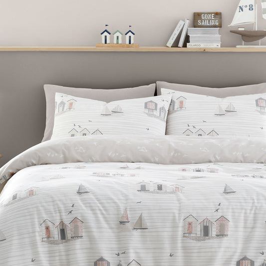 Beach Huts Duvet Cover Set by Fusion in Natural - Duvet Cover Set - Fusion