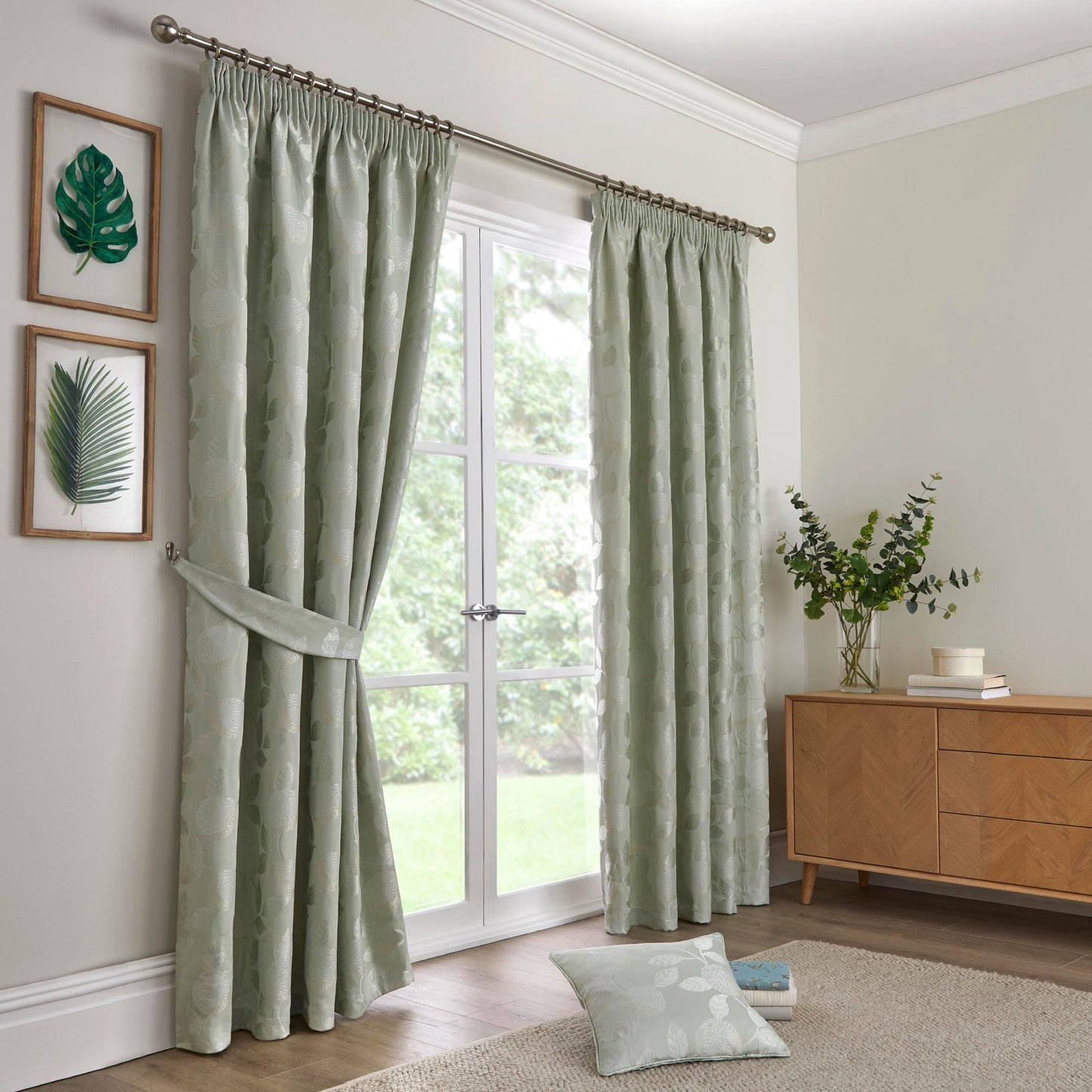 Bramford Pair Of Curtain Tiebacks by Curtina in Green 26" x 4" - Pair Of Curtain Tiebacks - Curtina
