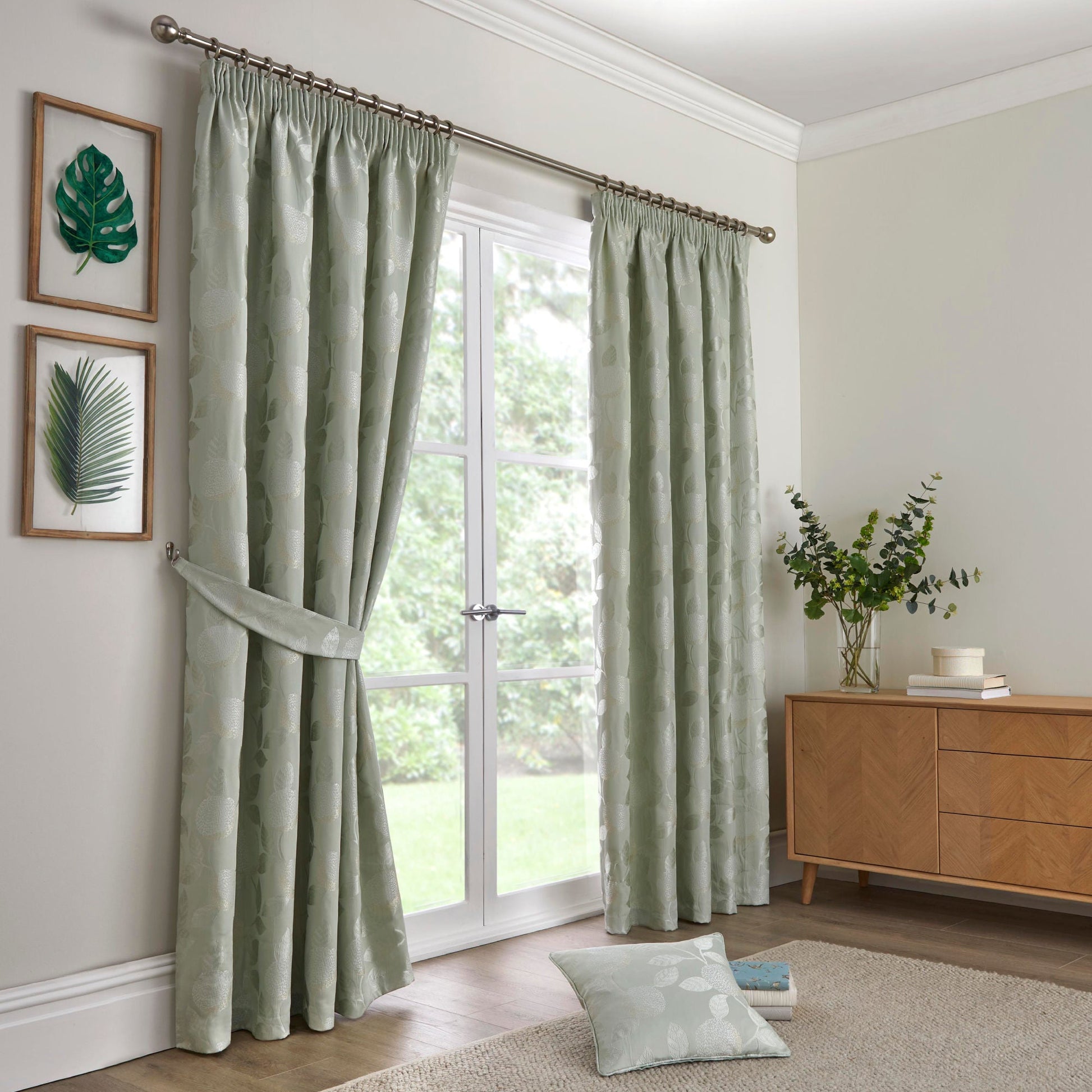 Bramford Pair Of Curtain Tiebacks by Curtina in Green 26" x 4" - Pair Of Curtain Tiebacks - Curtina