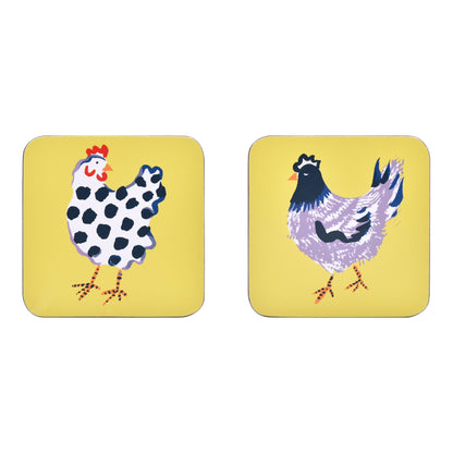 Chick Chicken Coasters 4 Pack in Yellow
