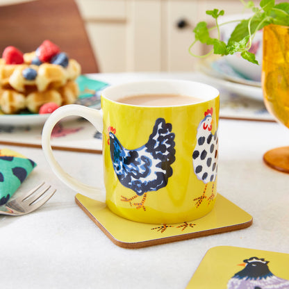 Chick Chicken Coasters 4 Pack in Yellow