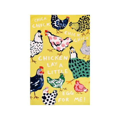 Chick Chicken Cotton Tea Towel in Yellow