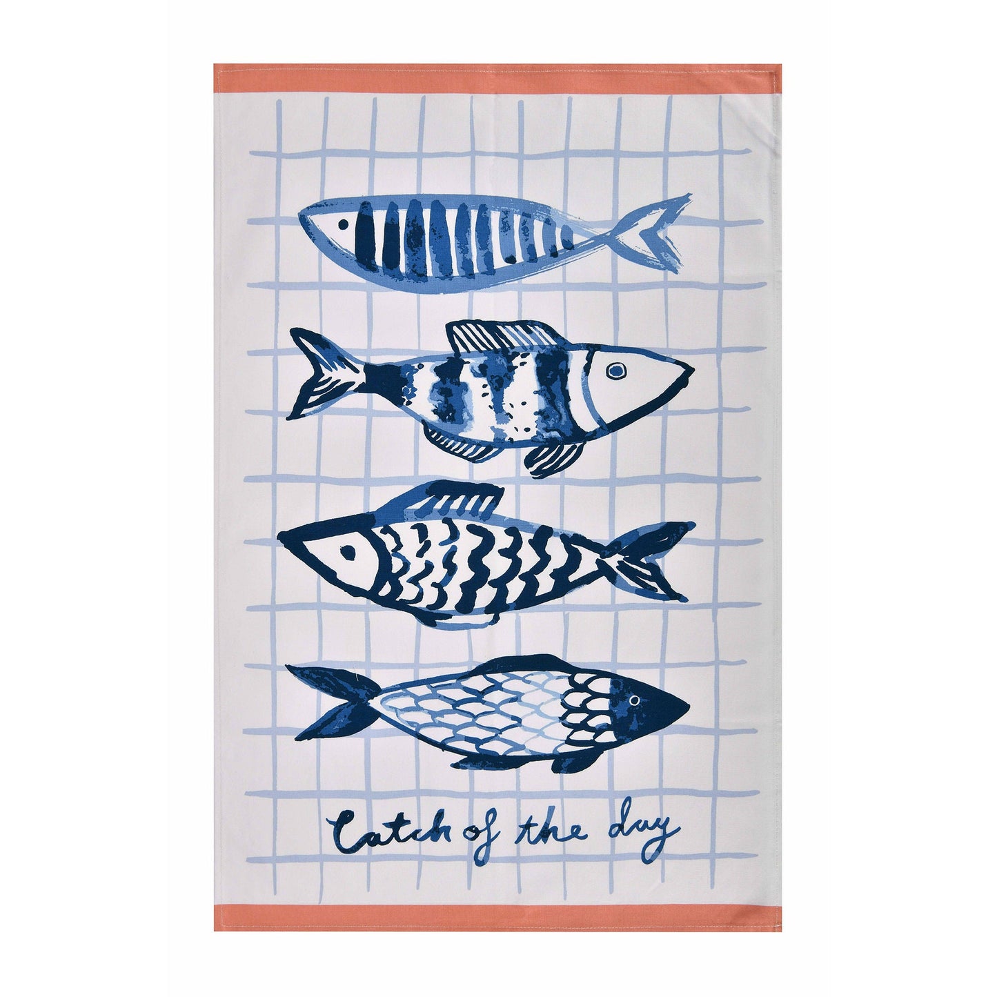 Ulster Weavers Catch of the Day Tea Towel - Cotton One Size in Orange - Tea Towel - Ulster Weavers