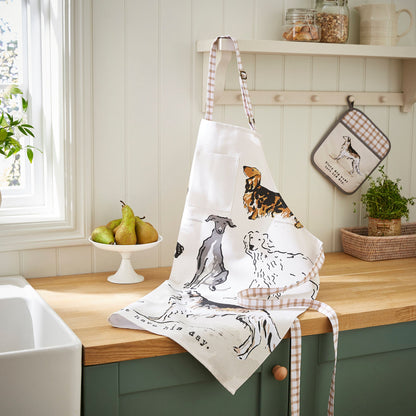 Country Dogs Cotton Apron in Brown
