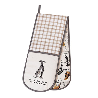 Country Dogs Double Oven Glove in Brown