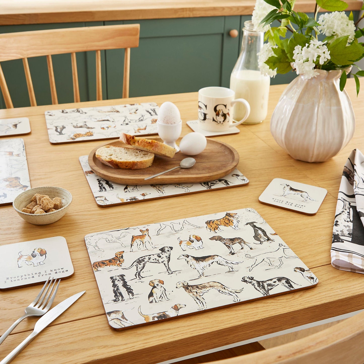 Country Dogs Placemat 4 Pack in Brown