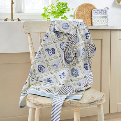 Coastal Treasures Cotton Apron in Blue
