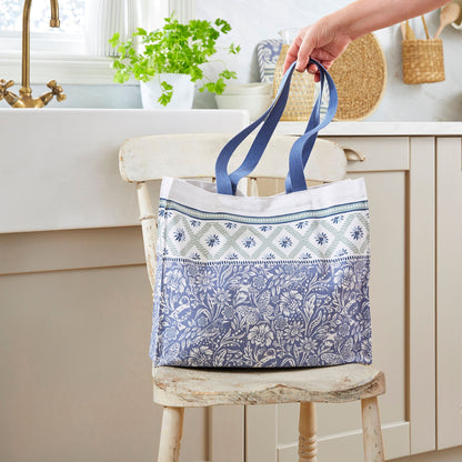 Coastal Treasures Canvas Shoulder Bag in Blue