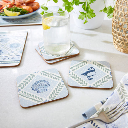 Coastal Treasures Coasters 4 Pack in Blue