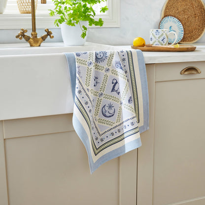 Coastal Treasures Cotton Tea Towel in Blue