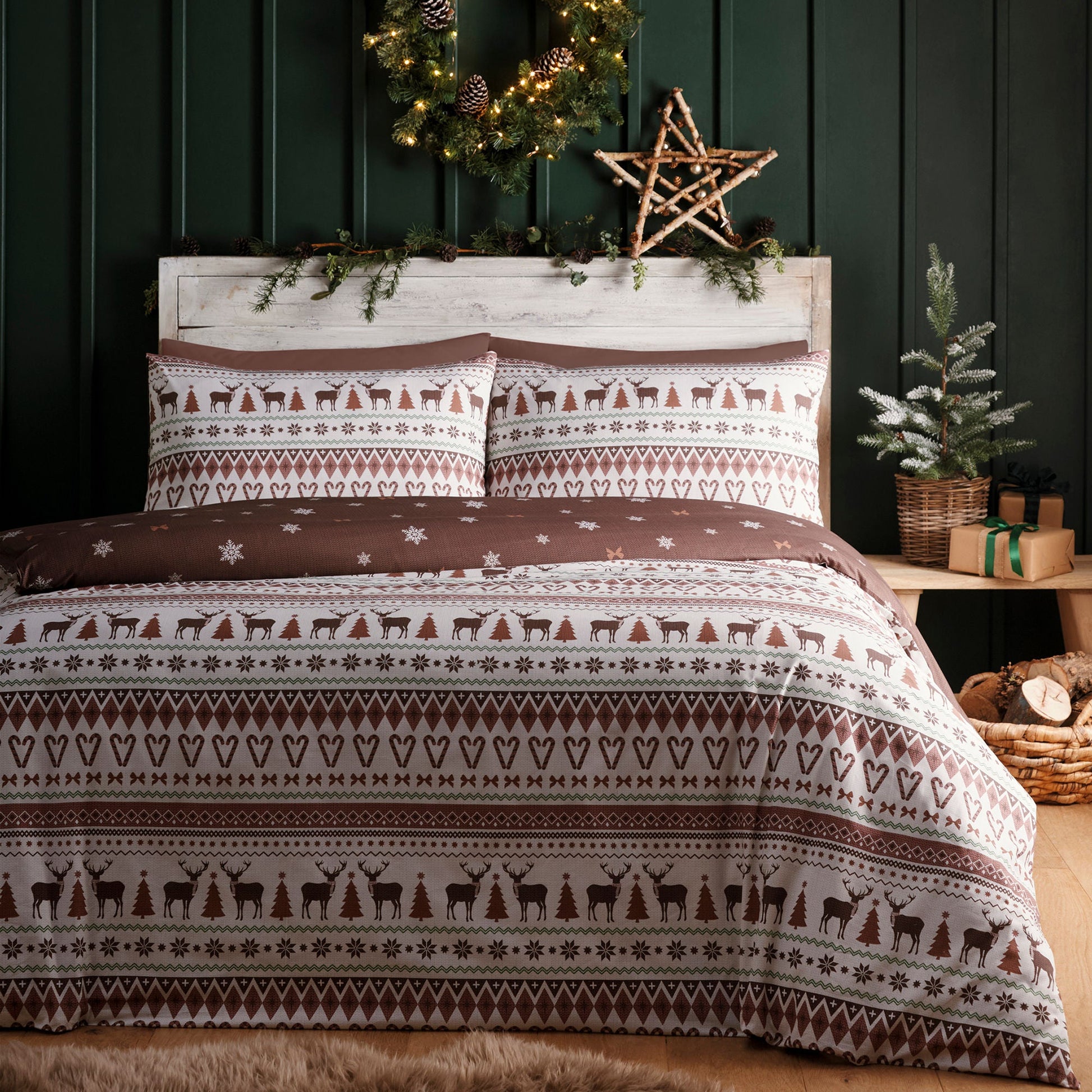 Christmas Fairisle Duvet Cover Set in Natural - Duvet Cover Set - Fusion