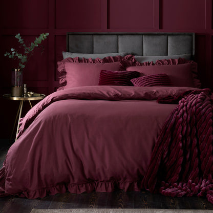 Cassia Frill Duvet Cover Set in Berry - Duvet Cover Set - Appletree