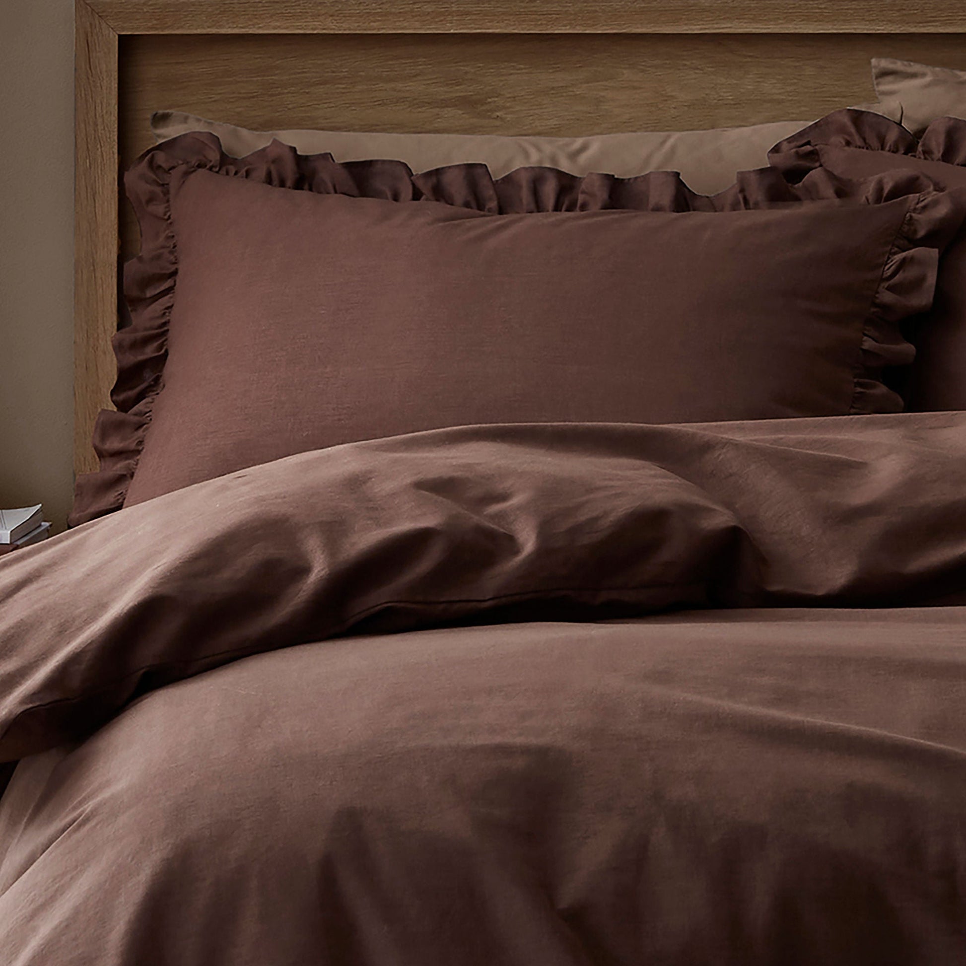 Cassia Frill Duvet Cover Set in Chocolate - Duvet Cover Set - Appletree