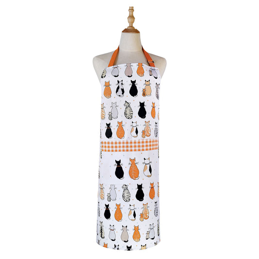 Cats In Waiting 2026 Cotton Apron in Orange