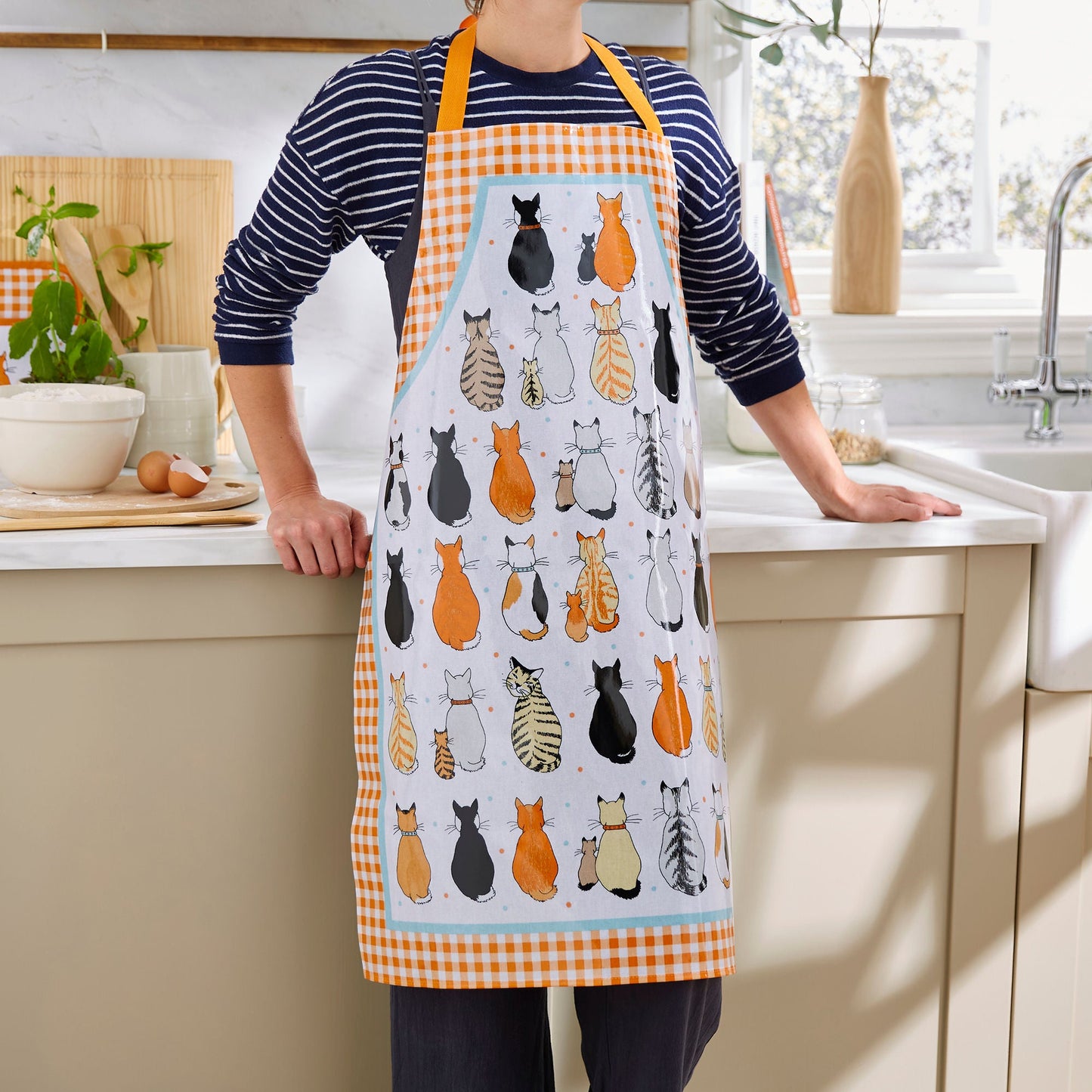 Cats In Waiting 2026 PVC Apron in Orange