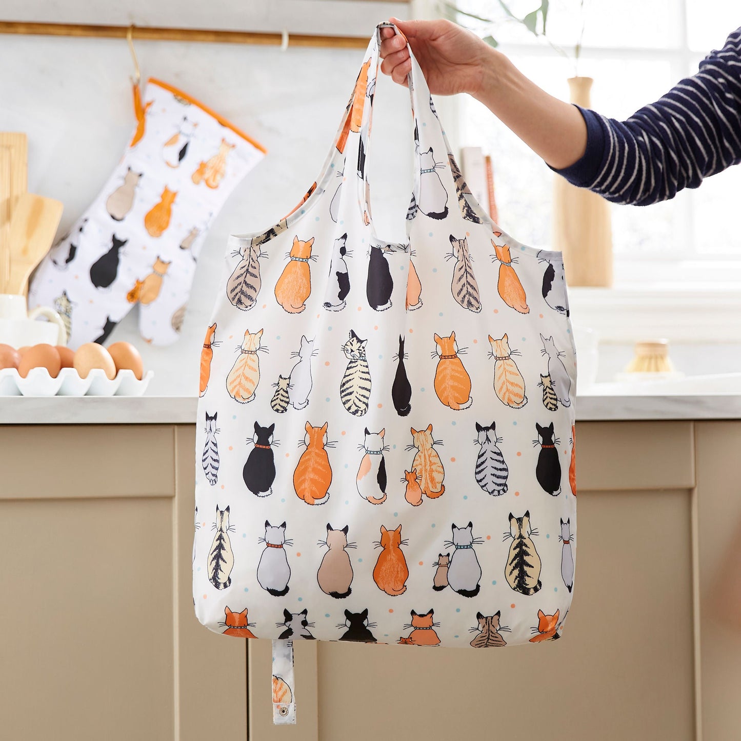 Cats In Waiting 2026 Foldable Tote Bag Medium in Orange
