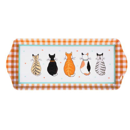 Cats In Waiting 2026 Small Serving Tray in Orange