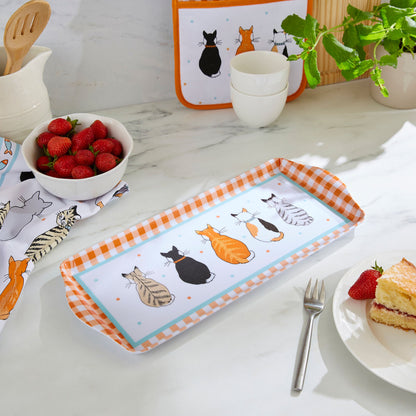 Cats In Waiting 2026 Small Serving Tray in Orange