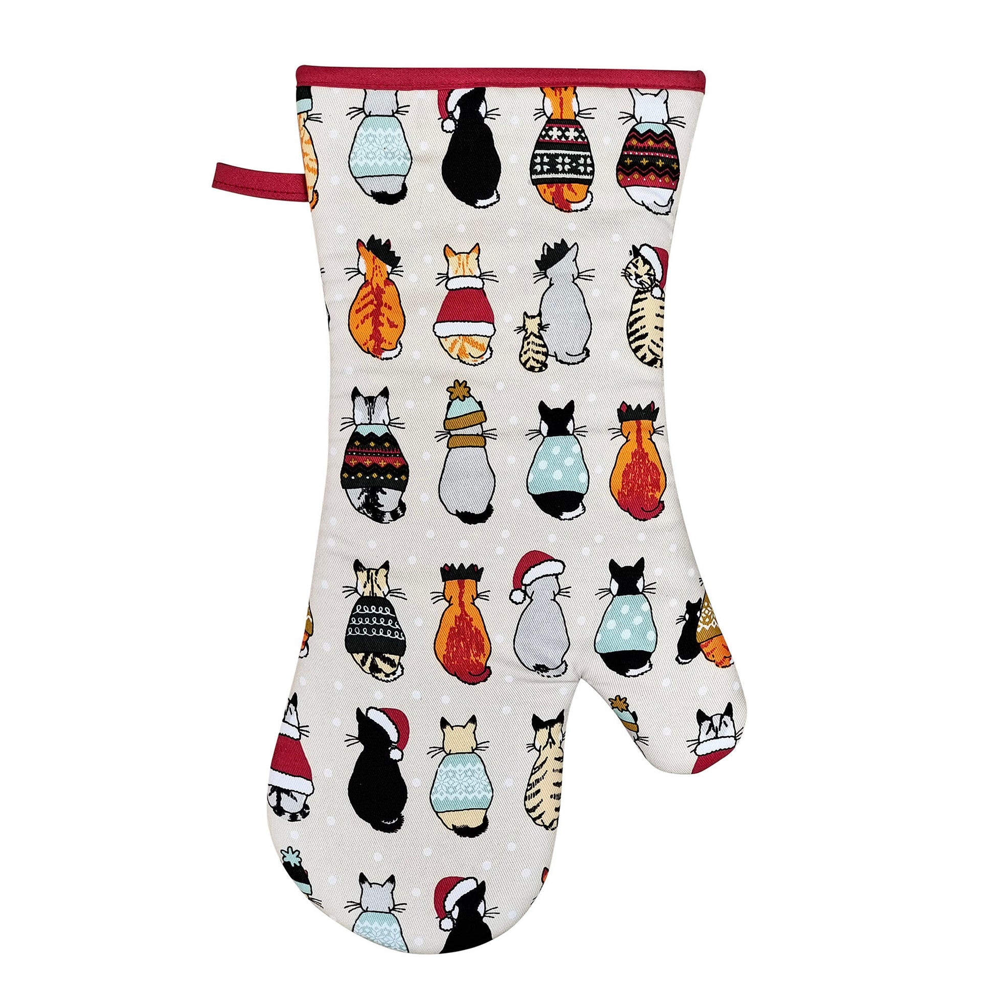 Ulster Weavers Cats In Waiting Gauntlet Oven Glove One Size in Red - Gauntlet Oven Glove - Ulster Weavers