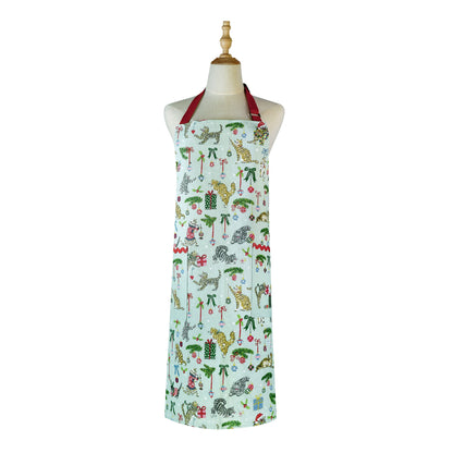 Christmas Cats Cotton Apron in Seafoam