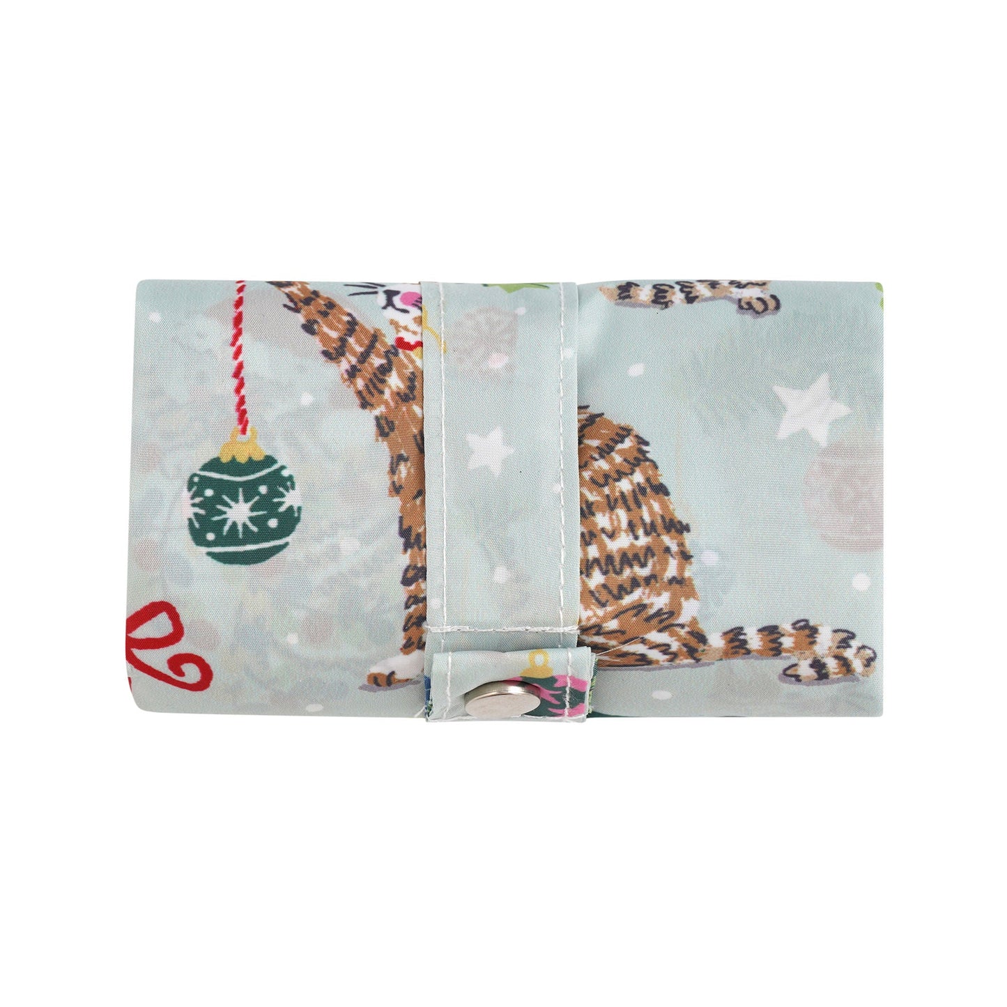 Christmas Cats Foldable Tote Bag Medium in Seafoam