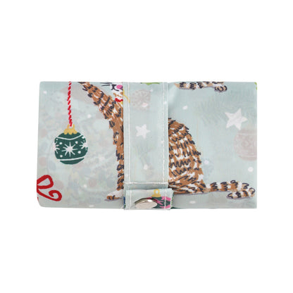 Christmas Cats Foldable Tote Bag Medium in Seafoam
