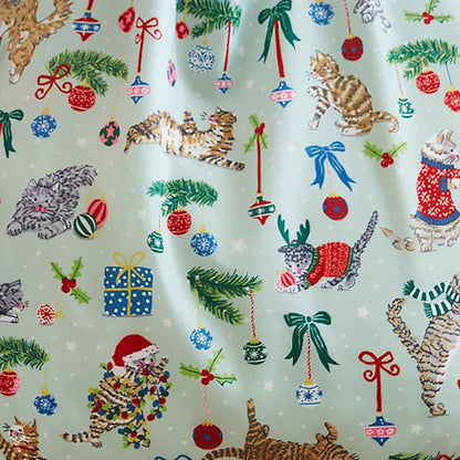 Christmas Cats Foldable Tote Bag Medium in Seafoam