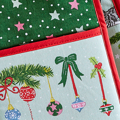 Christmas Cats Double Oven Glove in Seafoam