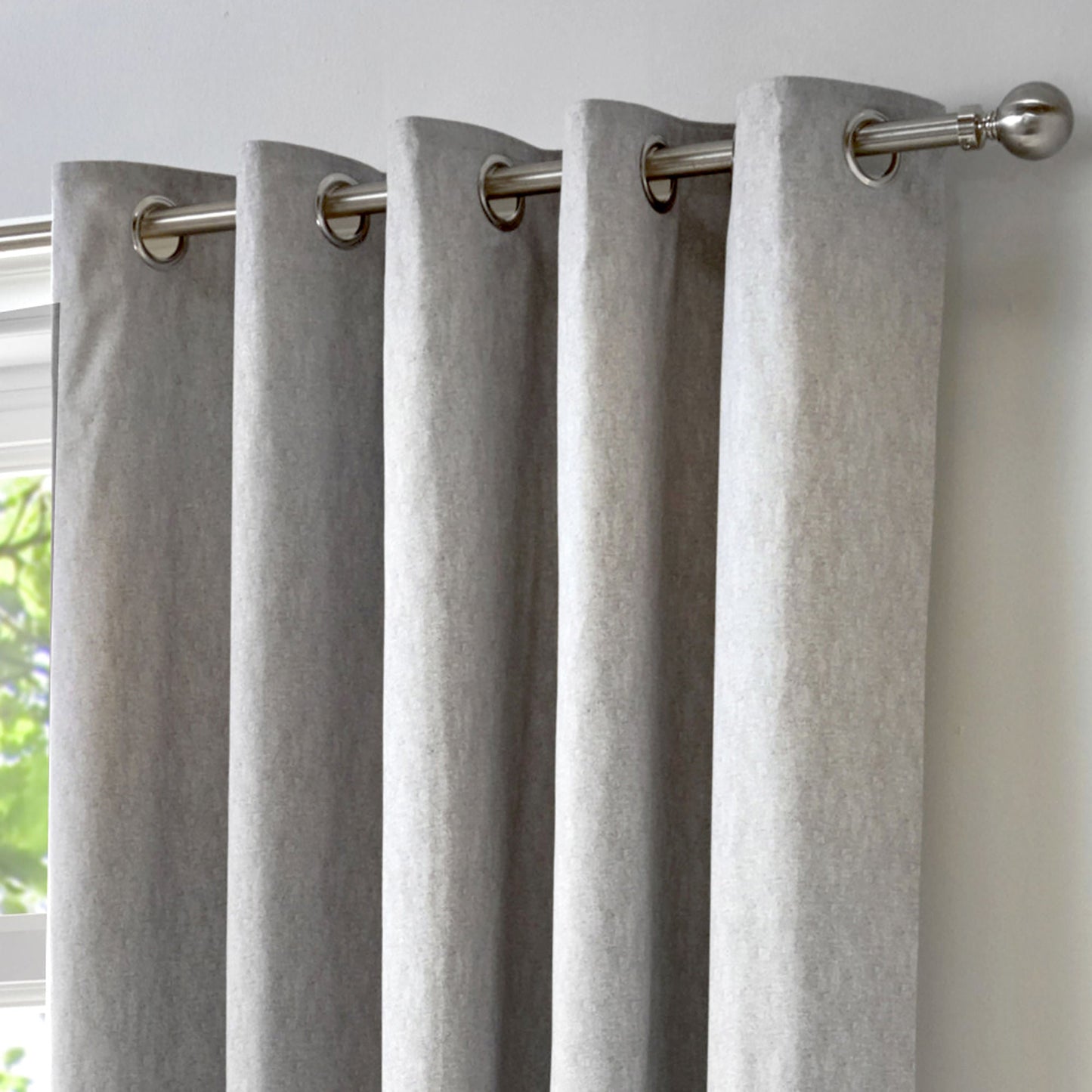 Cannes Pair of Eyelet Curtains by Fusion in Silver - Pair of Eyelet Curtains - Fusion