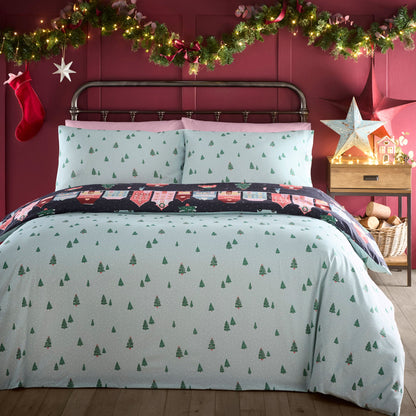 Christmas Houses Duvet Cover Set in Navy - Duvet Cover Set - Fusion