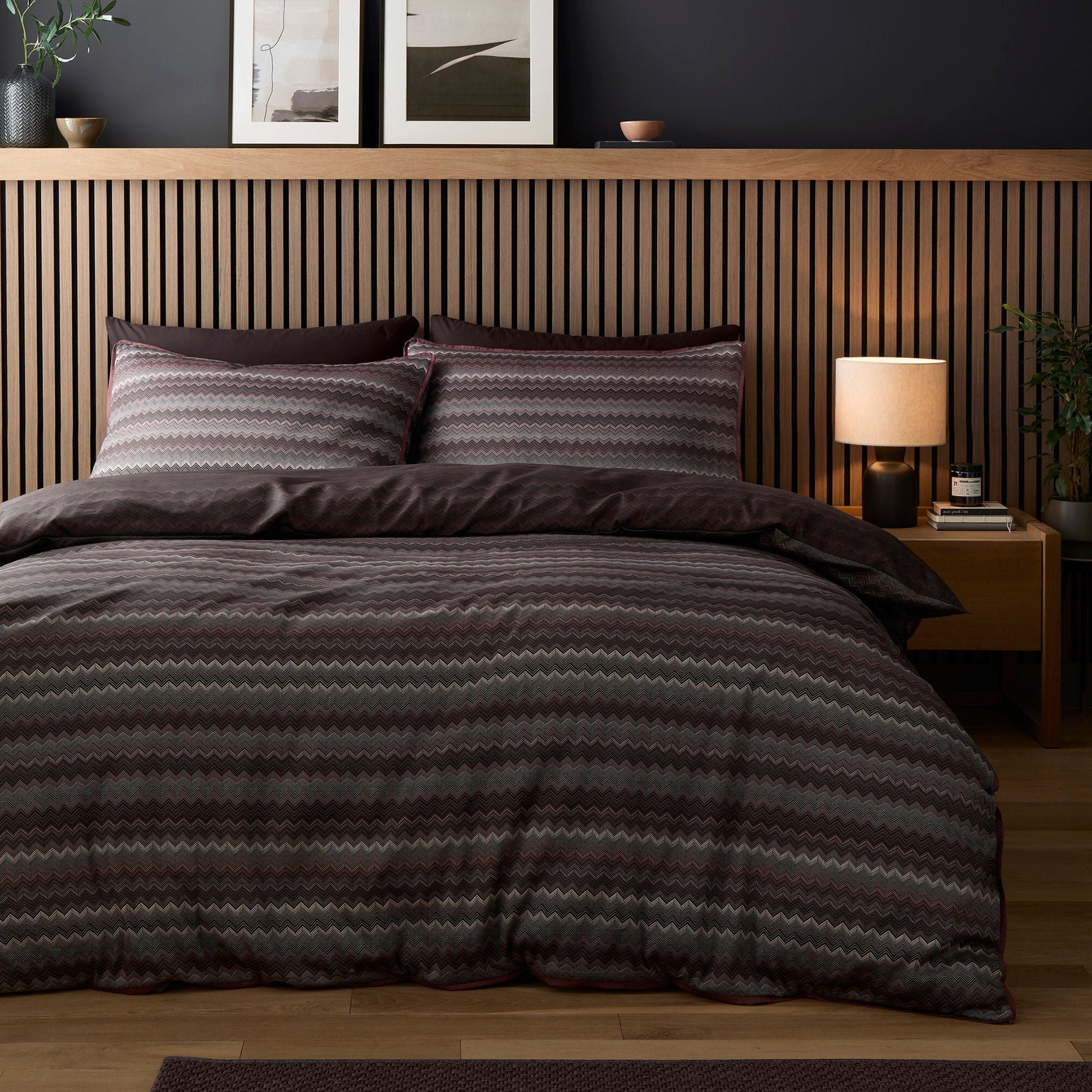 Chevron Stripe Duvet Cover Set in Chocolate - Duvet Cover Set - Appletree