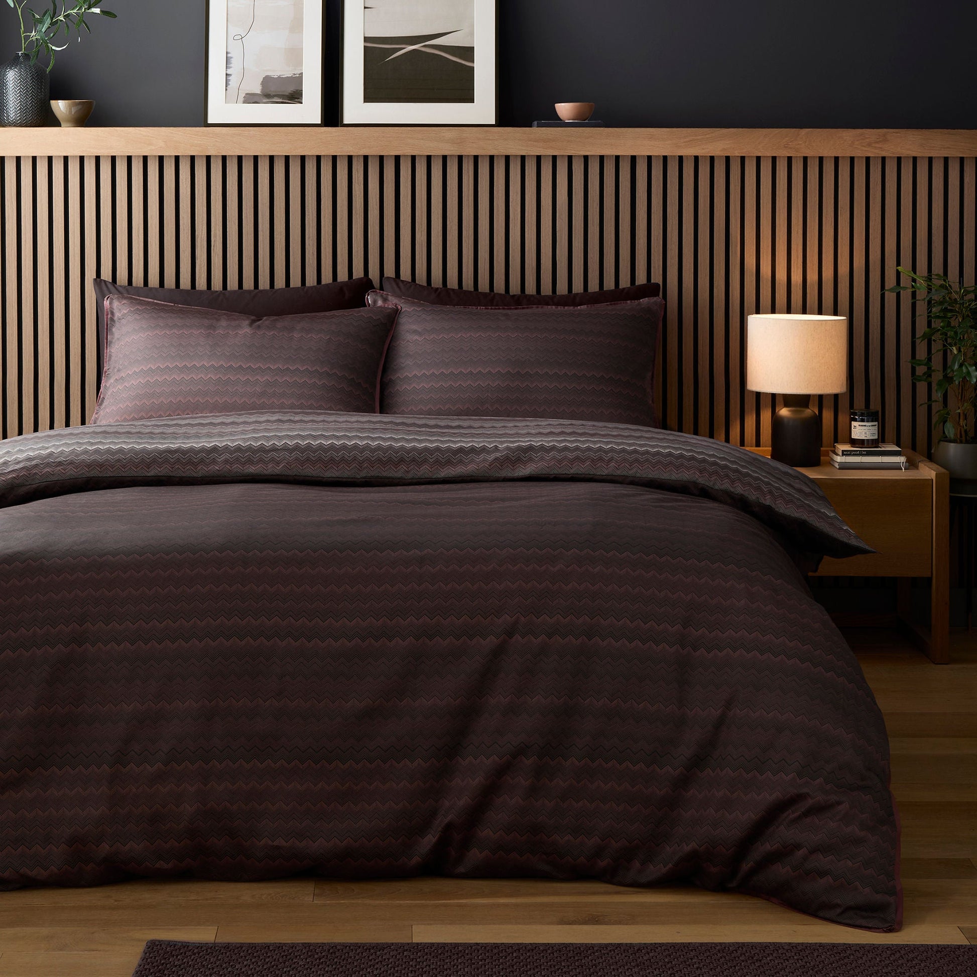 Chevron Stripe Duvet Cover Set in Chocolate - Duvet Cover Set - Appletree