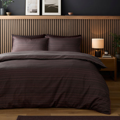 Chevron Stripe Duvet Cover Set in Chocolate - Duvet Cover Set - Appletree