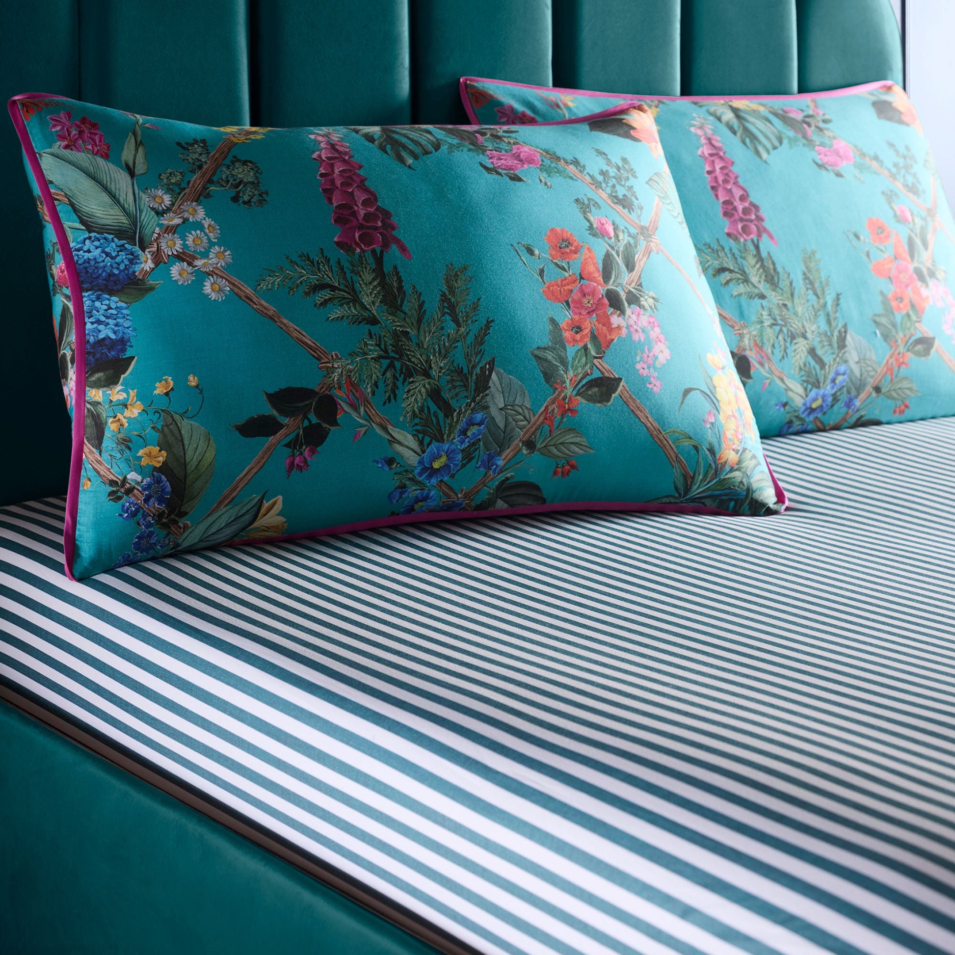 Cotswold Fantasia 28cm Fitted Bed Sheet in Teal - 28cm Fitted Bed Sheet - Laurence Llewelyn-Bowen
