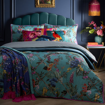 Cotswold Fantasia 28cm Fitted Bed Sheet in Teal - 28cm Fitted Bed Sheet - Laurence Llewelyn-Bowen