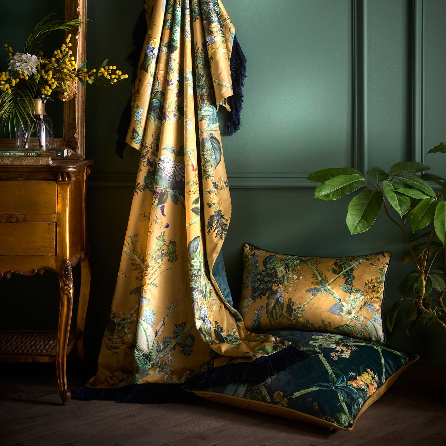Cotswold Fantasia Dawn Cushion in Gold 30 x 50cm - Cushion - Laurence Llewelyn-Bowen