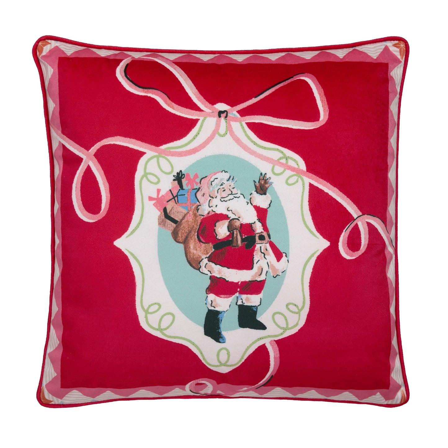 Christmas Vintage Frames Cushion in Red 43 x 43cm - Cushion - Fusion