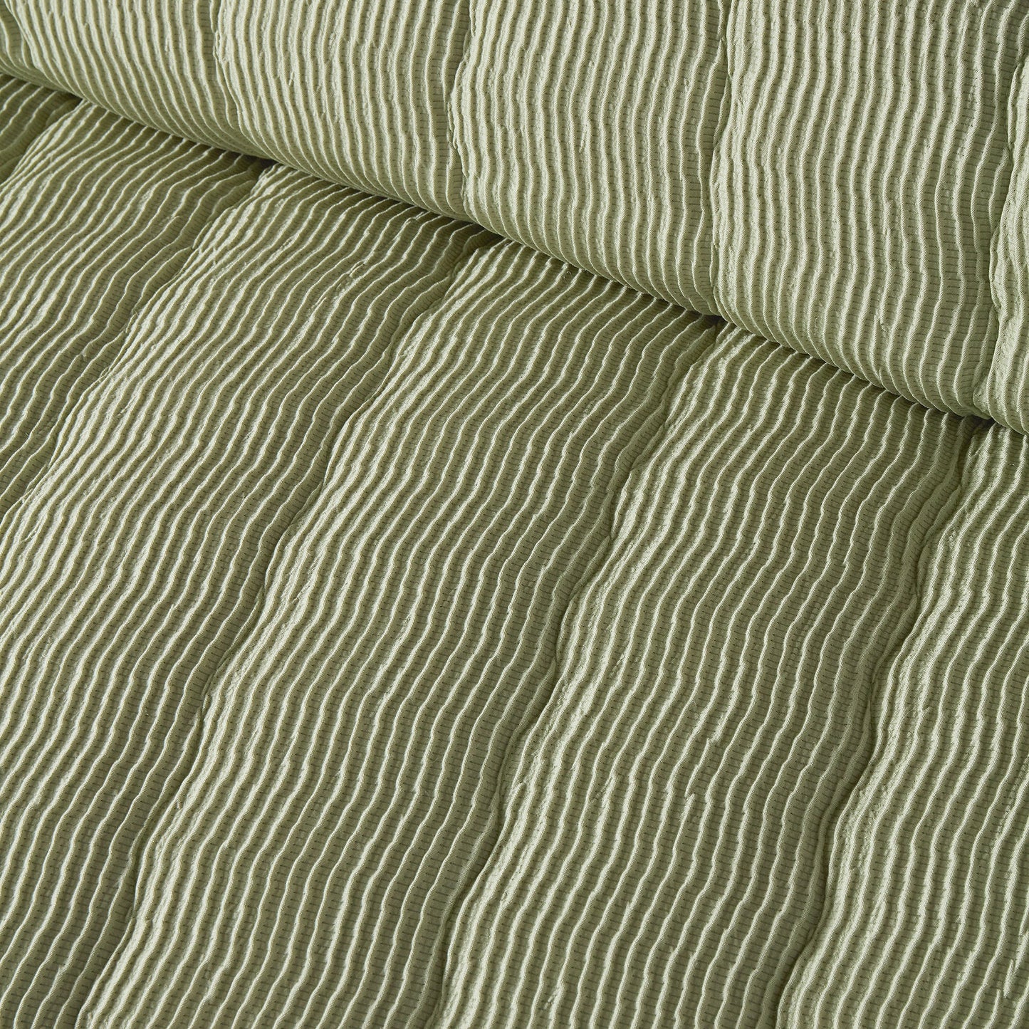 Crinkle Wave Duvet Cover Set in Green - Duvet Cover Set - Serene
