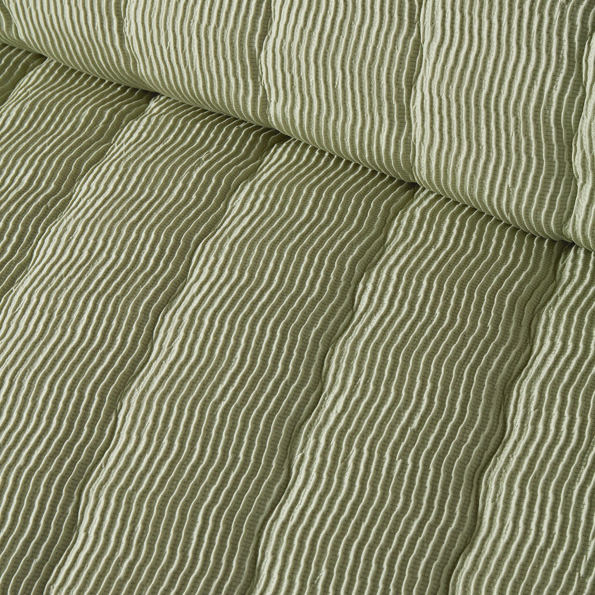 Crinkle Wave Duvet Cover Set in Green - Duvet Cover Set - Serene