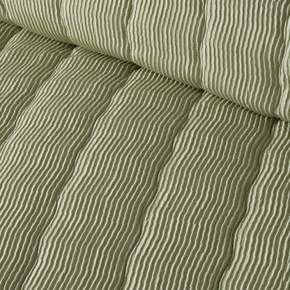 Crinkle Wave Duvet Cover Set in Green - Duvet Cover Set - Serene