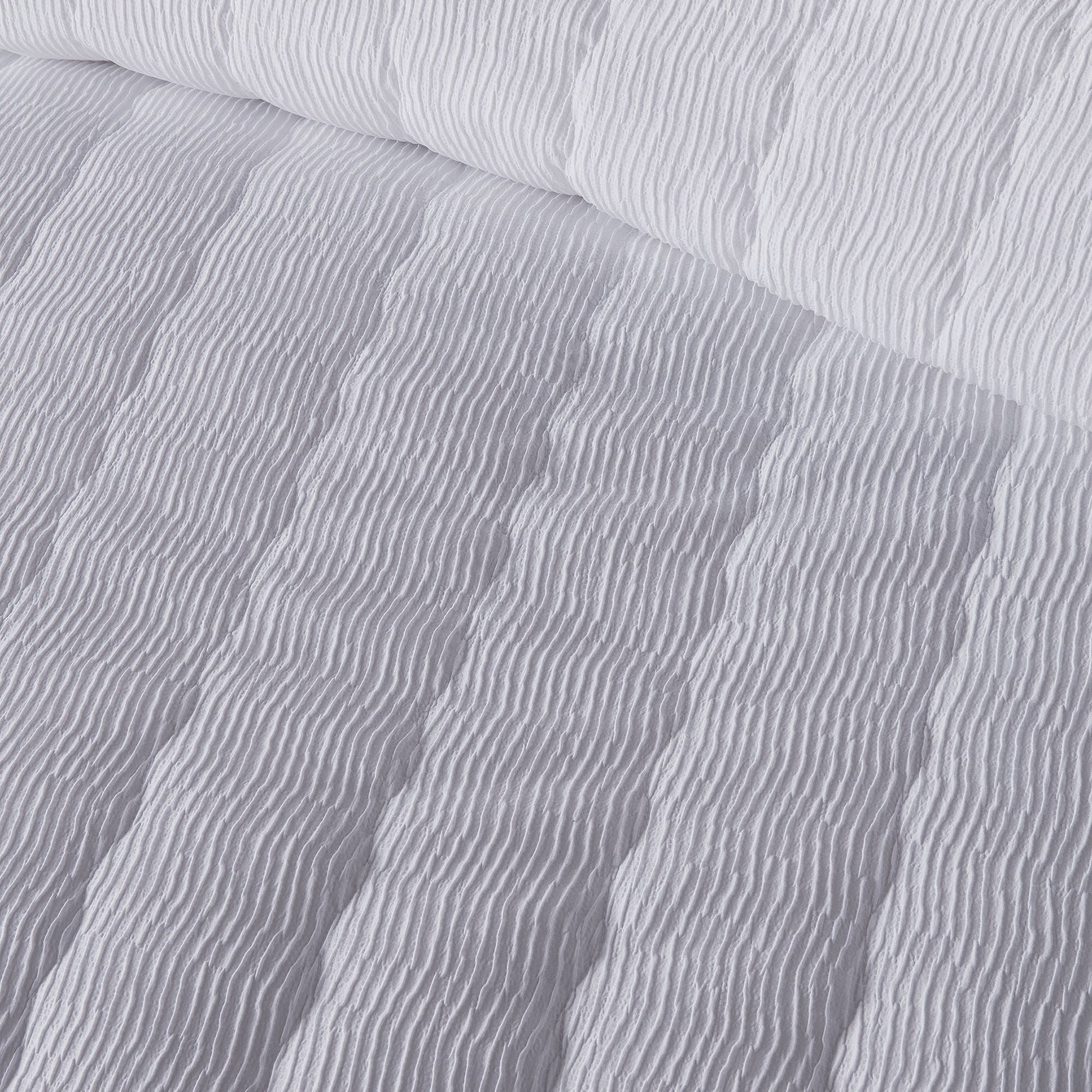 Crinkle Wave Duvet Cover Set in White - Duvet Cover Set - Serene