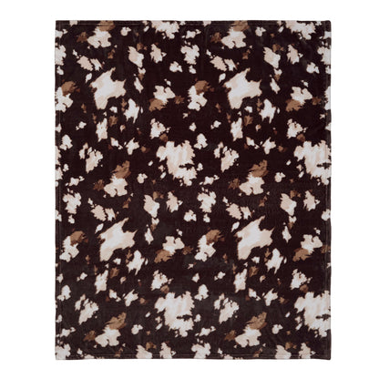 Cow Print Fleece Throw in Chocolate 120 x 150cm