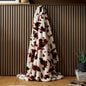 Cow Print Faux Fur Bedspread in Natural 150 x 200cm