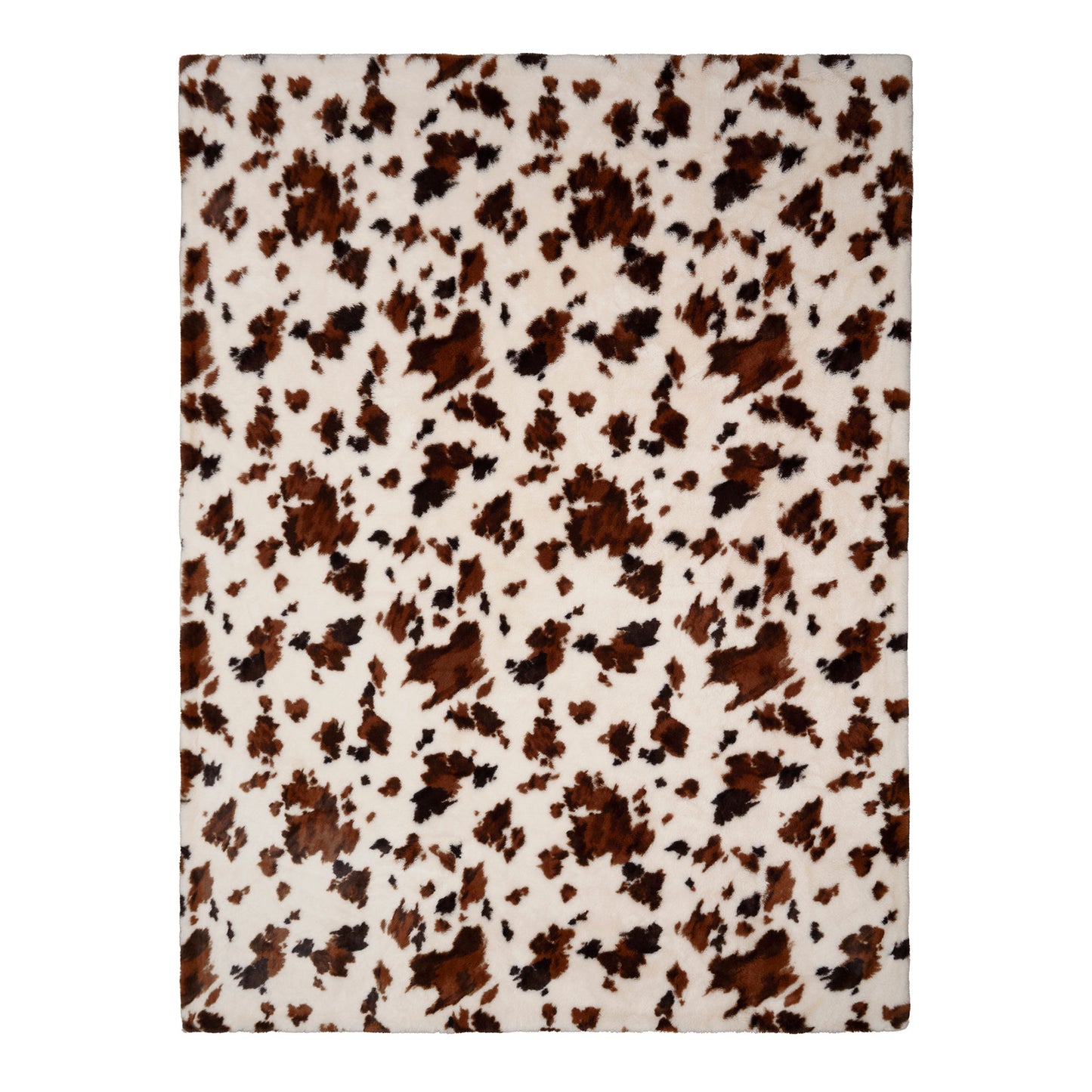 Cow Print Faux Fur Bedspread in Natural 150 x 200cm
