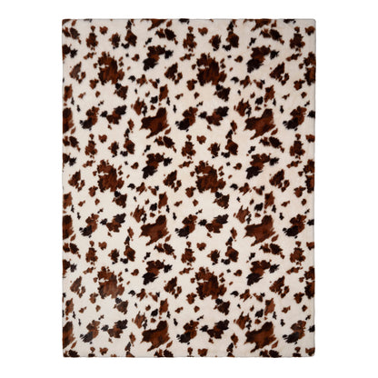 Cow Print Faux Fur Bedspread in Natural 150 x 200cm