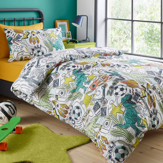 Doodle Zoom Duvet Cover Set in Multi - Duvet Cover Set - Bedlam