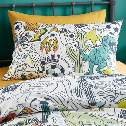 Doodle Zoom Duvet Cover Set in Multi - Duvet Cover Set - Bedlam