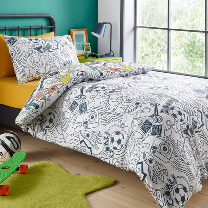 Doodle Zoom Duvet Cover Set in Multi - Duvet Cover Set - Bedlam