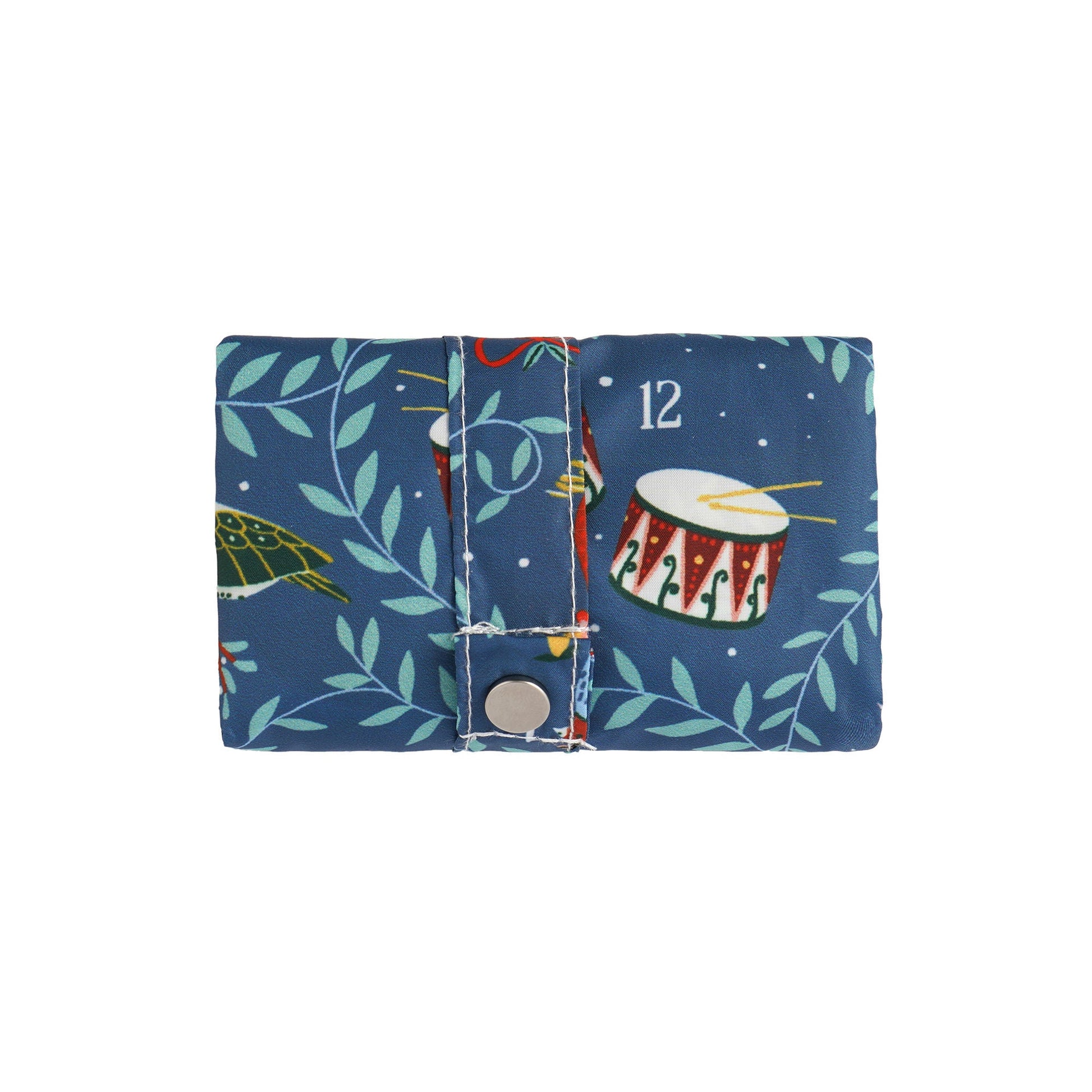 Ulster Weavers 12 Days of Christmas Foldable Tote Bag Medium in Green - Roll-Up Bag - Ulster Weavers
